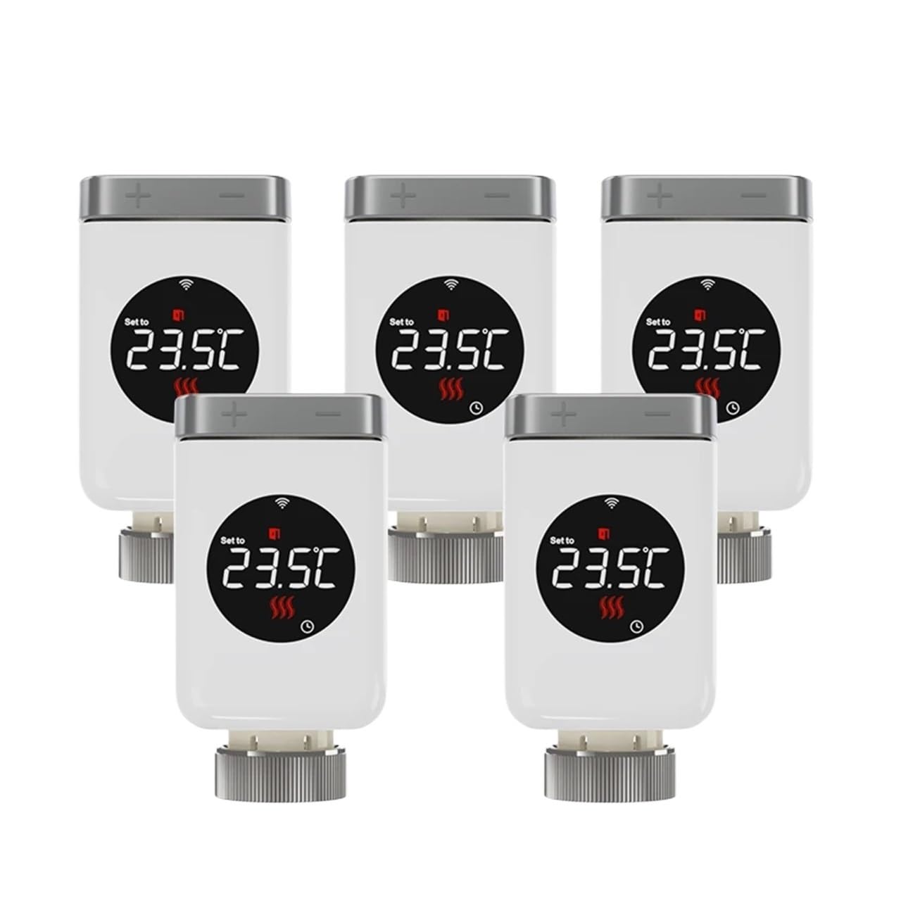 Actuador de válvula de radiador con Cabezal termostático for hogar Inteligente TRV Controlador de Temperatura WiFi Smart Life(TRV801W 5PCS)