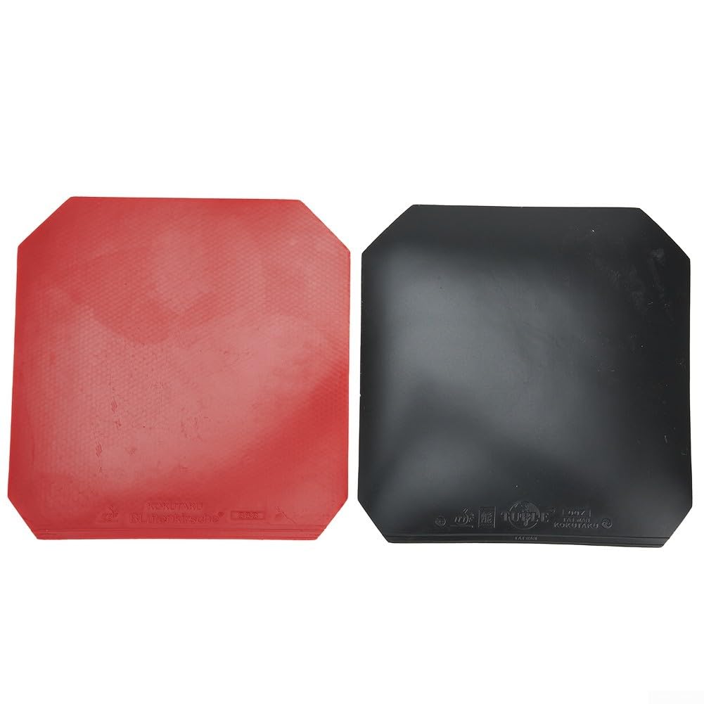 Fast Attack - Gomma per ping pong, spugna dura, velocità e rotazione eccellenti (nero + rosso)