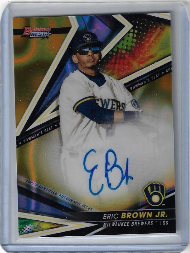 Eric Brown Jr. Autographed & Serial Numbered Gold Lava Refractor Collectible Baseball Card - 2022 Bowmans Best Baseball Card #B22-EB (Brewers)