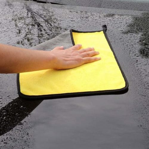 Image of Microfiber Cloth - 2 pcs - 40x40 cms - 500 GSM Yellow-Blue Multipurpose Cleaning Cloths - Super Soft, Lint-Free & Reusable - Ideal for Car, Kitchen, Glass & Home Cleaning