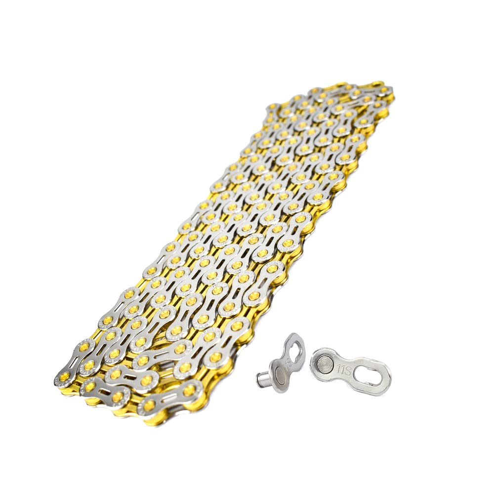 VG SPORTS Cadenas de bicicleta de 6/7/8/9/10/11/12 velocidades, medio huecas/completas, ligeras, para bicicleta de carretera, MTB/BMX, plata, oro, titanio, arco iris