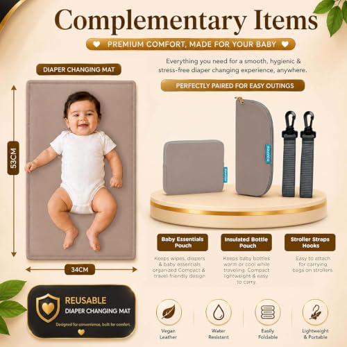 Image of Motherly Patented Design Maternity Diaper Bag with Accessories | Waterproof Baby Travel Bag | Multi-Pocket Organizer for Newborn Essentials & Hospital Use (Envy Series)