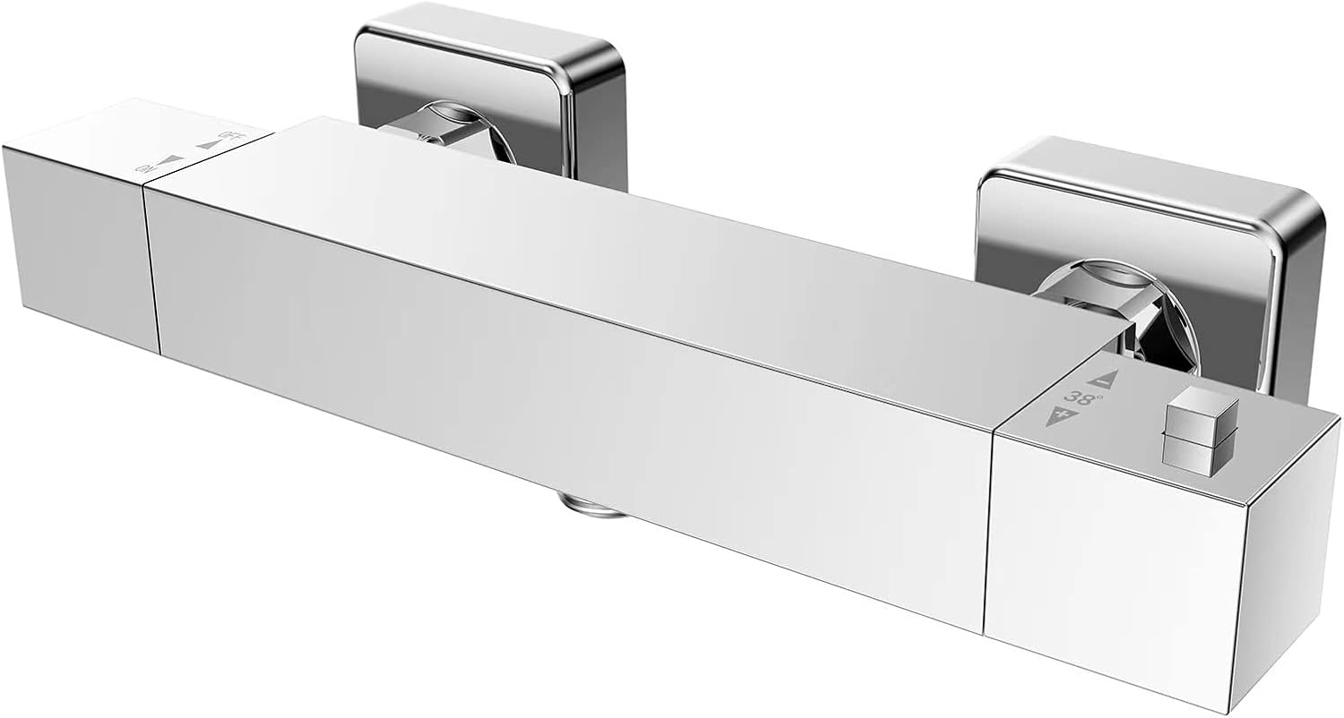 Grifo Termostatico Ducha con el Botón de Seguridad 38 ℃, YOOZENA grifo ducha anti escaldar ,Cromado,grifos duchas de baño
