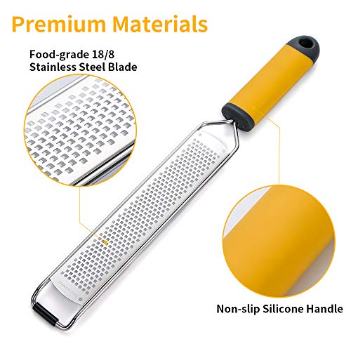 Upgraded Cheese Grater Lemon Zester Tool For Kitchen, Aisoso Premium Stainless Steel Blade Apply To Parmesan Cheese, Ginger, Garlic, Nutmeg, Citrus, Coconut, Chocolate #TOP2