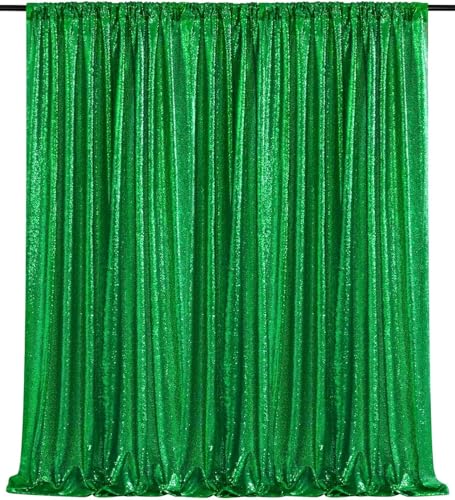 Image of Green Sequin Backdrop Curtain Drapes Wall Backdrop Party Decoration 10x10FT