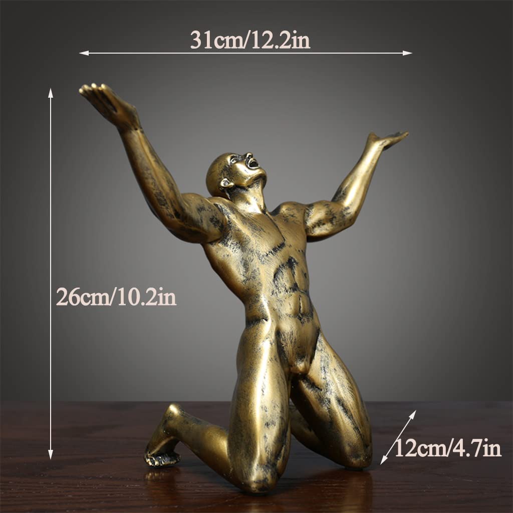 Skulptur Deko Modern Gold, Figuren Wohnkultur Gold, Harz Mann Schreien Statue Skulpturen Dekor Für Wohnzimmer Schlafzimmer Büro Badezimmer Desktop, TV-Ständer Dekorartikel (Color : Black)