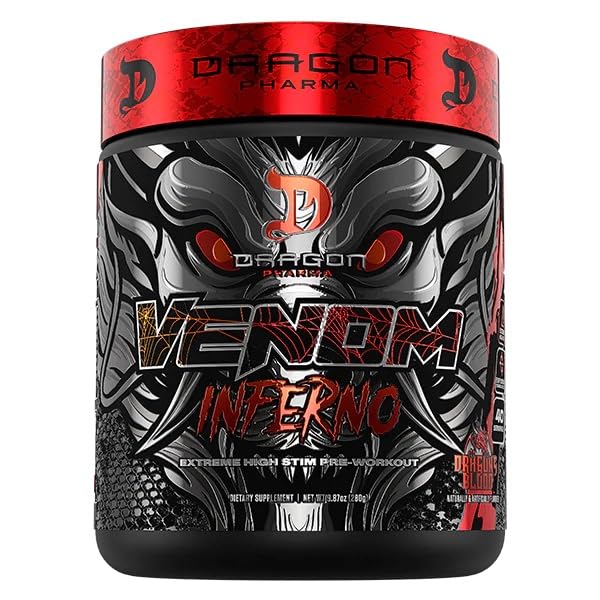 DRAGON PHARMA Pré-treino em pó com cafeína anidra, Infinergy, L-tirosina e huperzina, 40 porções, 280 g