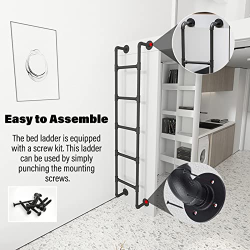 Échelle en fer forgé pour lit haut et mezzanine, robuste 150 kg - 4