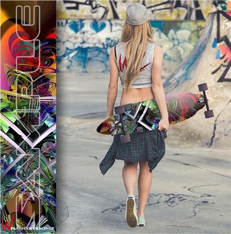 Atomic Love - Decal Style Vinyl Wrap Skin fits Longboard Skateboards up to 10