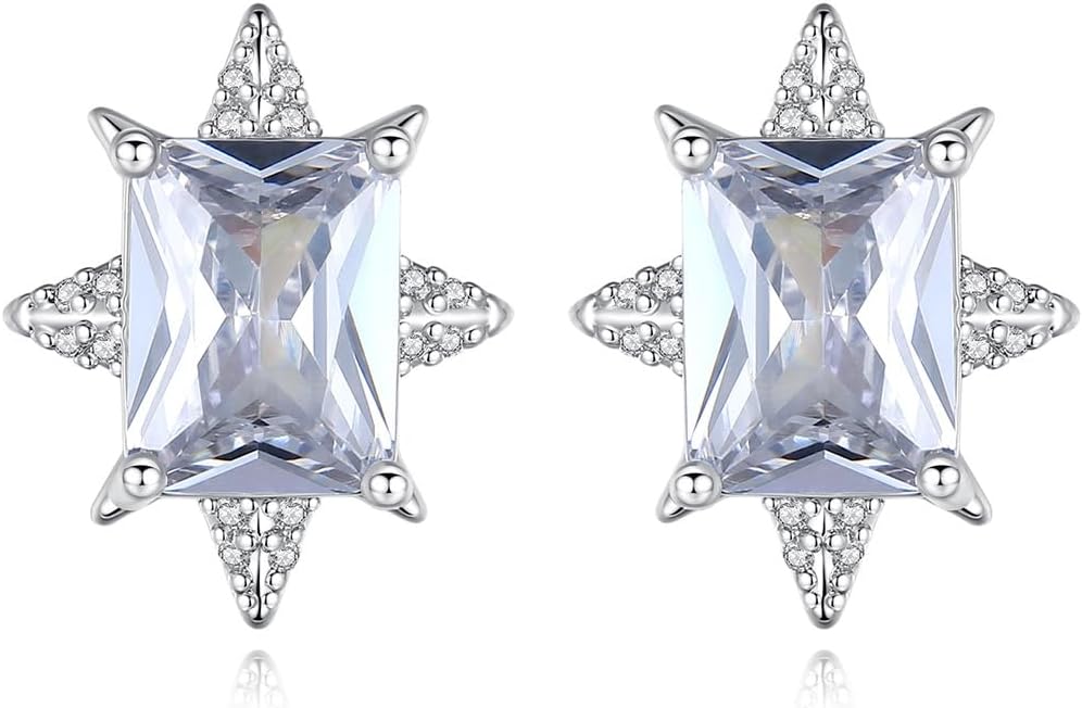 VVS1 Clarity Moissanite Earrings in 14K Gold, Pentagon Star/Flower Design, Ideal Christmas & Birthday Gift for Women and Girls