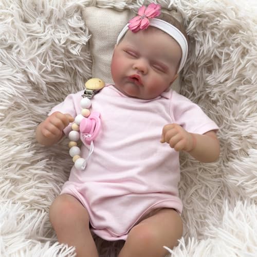 Lonian Reborn Puppen 18 Zoll Soft Body Lifelike-Newborn Baby Sleeping Girl Puppen mit Kleidung und Spielzeug Zubehör Geschenk für Kinder ab 3 Jahren – Bild 6