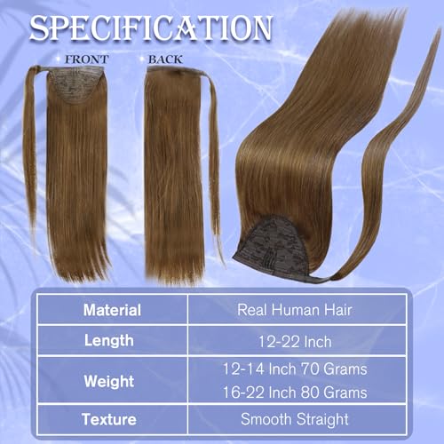 Image of Full Shine Real Hair Ponytail Extension, Medium Natural Brown, Daily Style