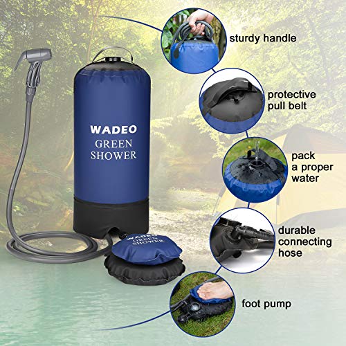 WADEO Camp Shower, Portable Outdoor Camping Shower Bag Pressure Shower