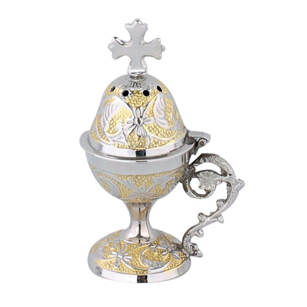 Encensoir en bronze orthodoxe de culte grec objet liturgique d'exception chrétienne 8638 GN