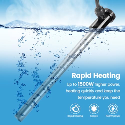 Briidea 1500W Titanium Hot Tub Immersion Heater, Portable Submersible Water Heater with Anti-Corrosion Sensor & Thermostat, Fast Liquid Heating by briidea - Image 2