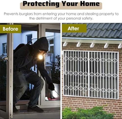 Adjustable Security Window Bars - Tamper-Proof Fall Prevention for Kids & Seniors, Burglary Deterrent, Home Safety Solution for Enhanced Security & Peace of Mind