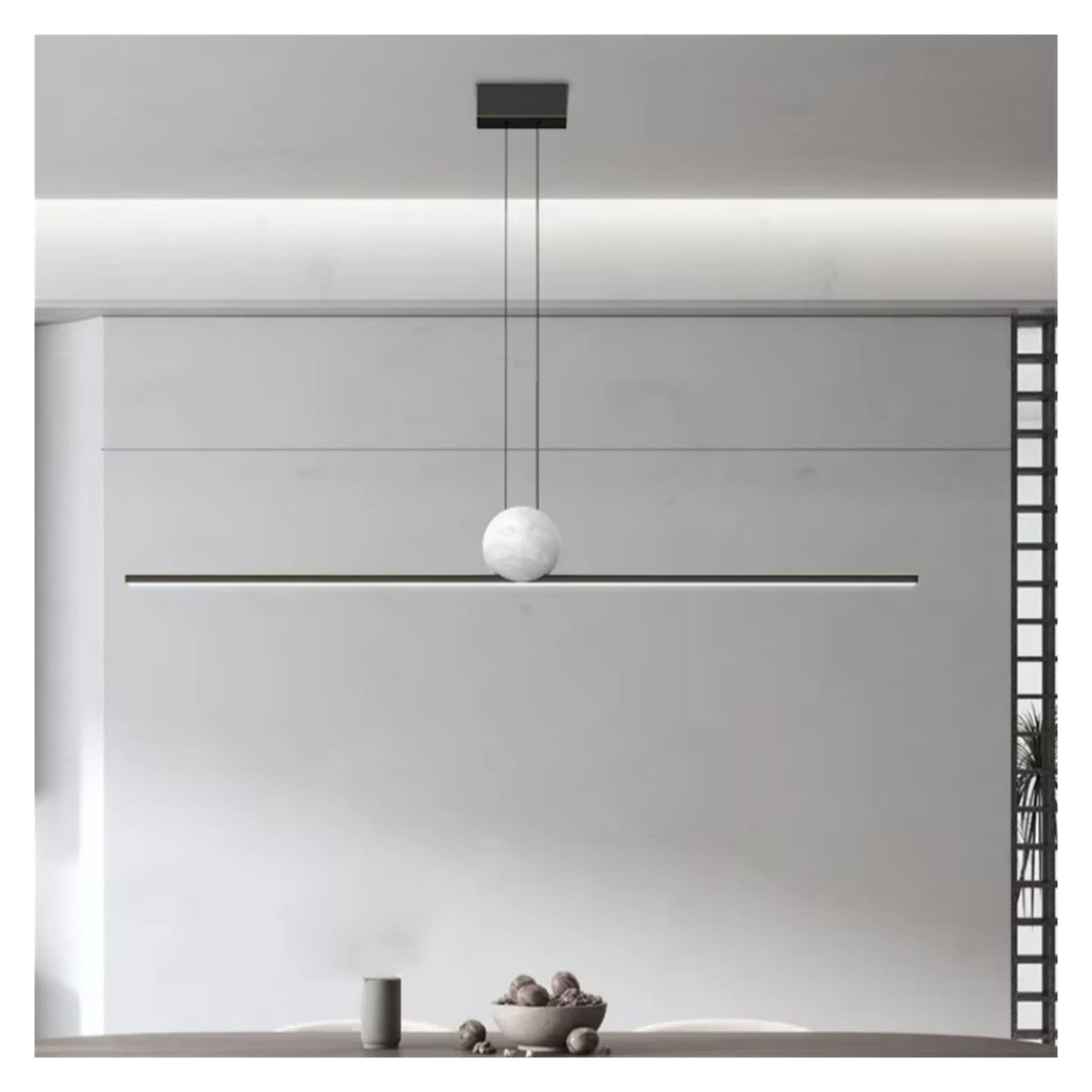 Olskfuh Onecolor Minimalist All Copper Light Luxury Long Strip Restaurant Pendant Lamp Nordic Modern Minimalist Marble Pendant Light,-L100cm