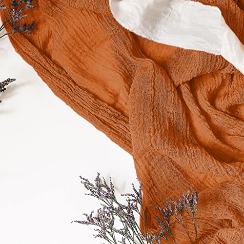 2 Pack Cheesecloth Gauze Table Runner, 13 Ft X 35 Inch Semi Sheer Table Cheese Cloth For Wedding Decor Bridal Shower Rustic Boho (Rust Red) #TOP2