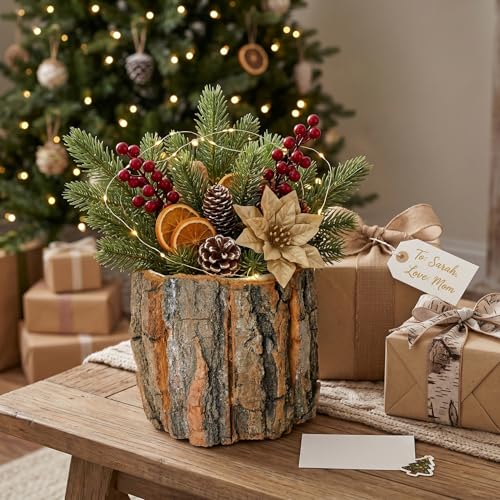 Vase en bois et pot de fleur rustique pour une maison chaleureuse