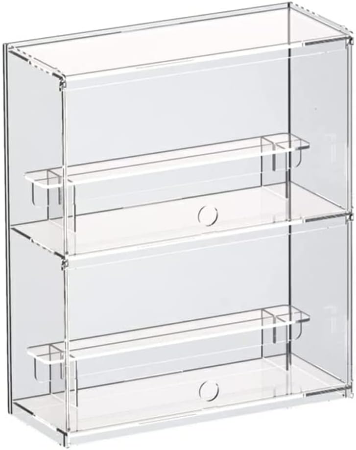Choowin 2-Shelf Clear Acrylic Display Case for Action Figure,Funko Pop,Minifigure,Lego,Toy,Collectible, Countertop Dustproof Protection Showcase with Door(12.1" Lx4.9 Wx14.3 H inch, with 2 Steps)