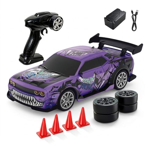 NULA 1:24 RC Drift Auto Vehículo con tracción en las 4 ruedas, modelo de coche deportivo teledirigido de 2,4 GHz, juegos de neumáticos intercambiables e iluminación LED para adultos aficionados