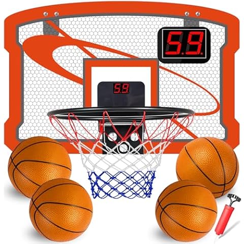 TEUVO Indoor Basketball Hoop for Kids & Adults Mini Basketball Hoop for Room Over The Door Mini Hoop with Electronic Scoreboard Sport Game Toys Gifts for 5 6 7 8 9 10 11 12 Year Old Boys Girls Teens Cover