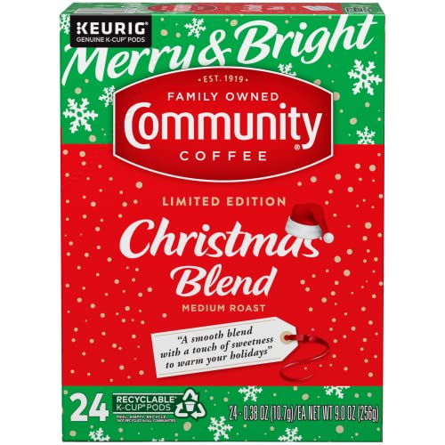 Image of Community Coffee Christmas Blend, Medium Roast 96 Count Coffee Pods, Compatible with Keurig K-Cup Brewers, 24 Count (Pack of 4)