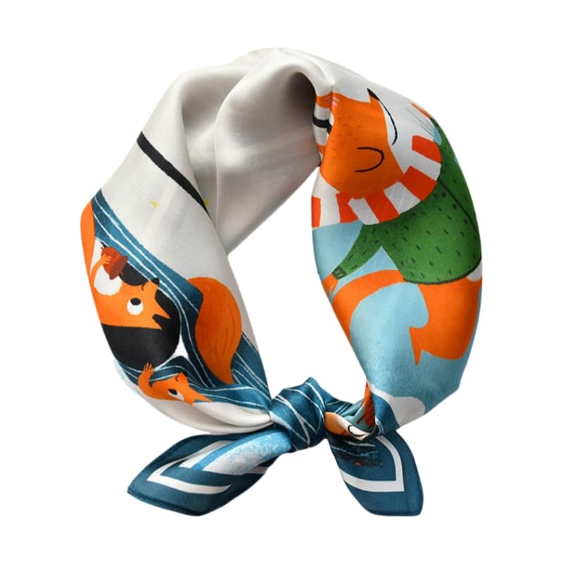Foulard carré pour femme en soie naturelle et bandeau cheveux