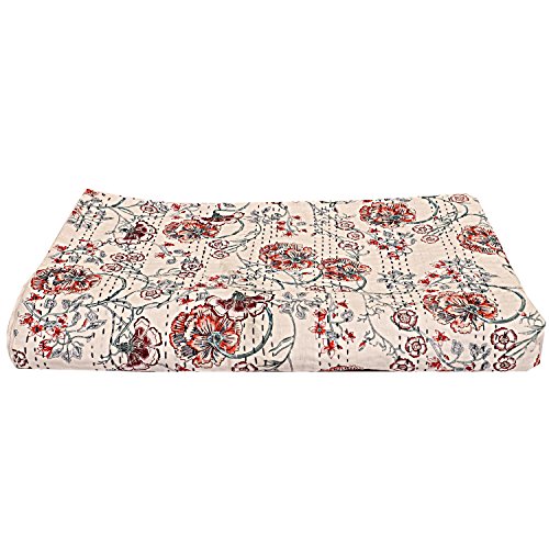 Exclusive Indian Queen Gudri Handmade Quilt Vintage Tropican Kantha Spread Throw Cotton Blanket Size 90X108, Bohemian Bedspread, Bohemian Kantha Quilt, Bohemian Bedspread, Bohemian Bedding, #TOP1