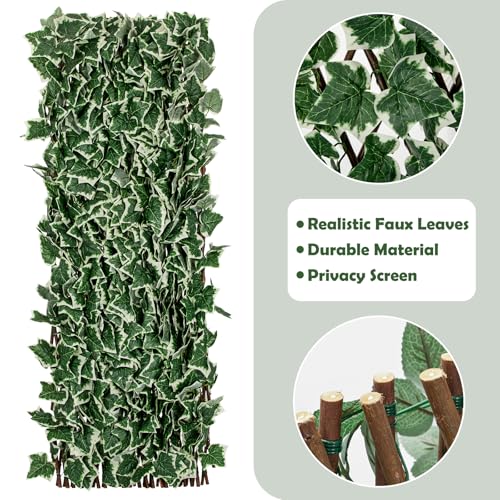 Nature Crafted Expandable Fence Privacy Screen for Balcony Patio Outdoor, Greenery Expandable Stretchable Covers Panel Privacy Fence, Single Sided Leaves (Green White Ivy, 4 Pack) by Nature Crafted - Image 8