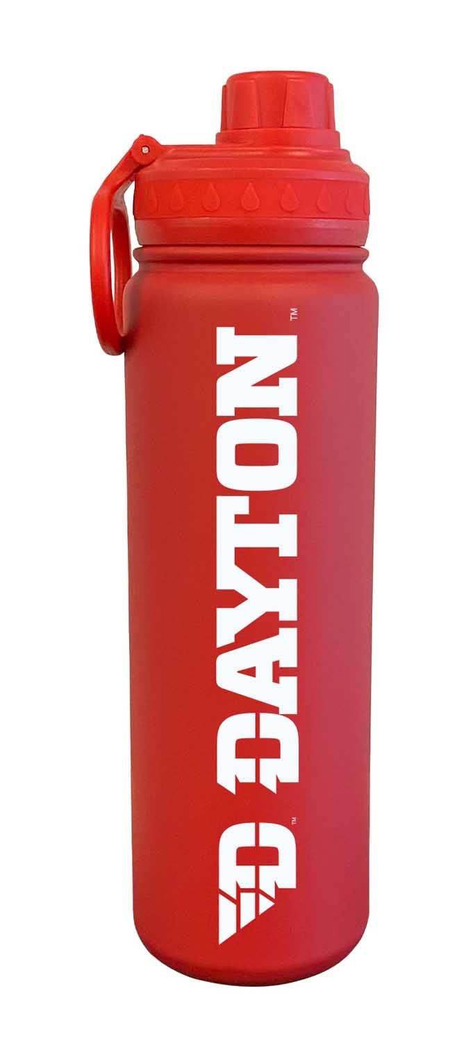 Campus Colors NCAA Stainless Steel Water Bottle - Twist on cap - 24 oz - Carry Clip - Keeps Your Drinks Hot or Cold for Hours (Dayton Flyers - Red)