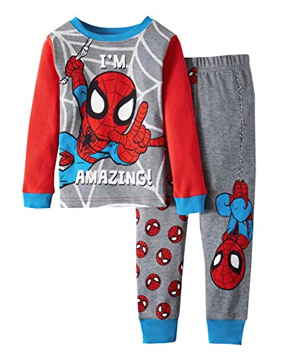 AME Marvel Spiderman I'm Amazing Toddler Boy Cotton Tight Fit Pajamas,Gray,2T