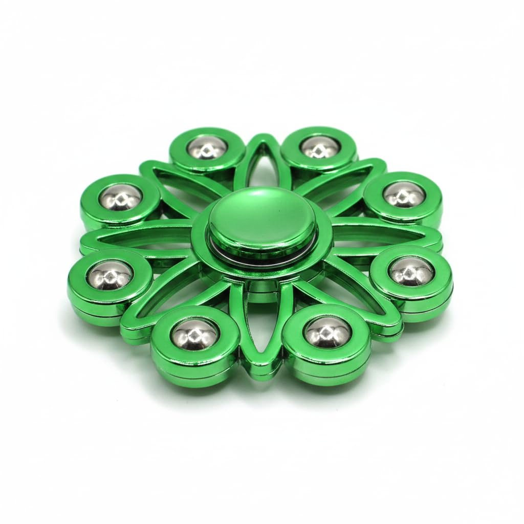 YEEZYDAYS Metal Flower Hand Spinner with 8 Weighted Ends (Green) | Spinning Action-image-5
