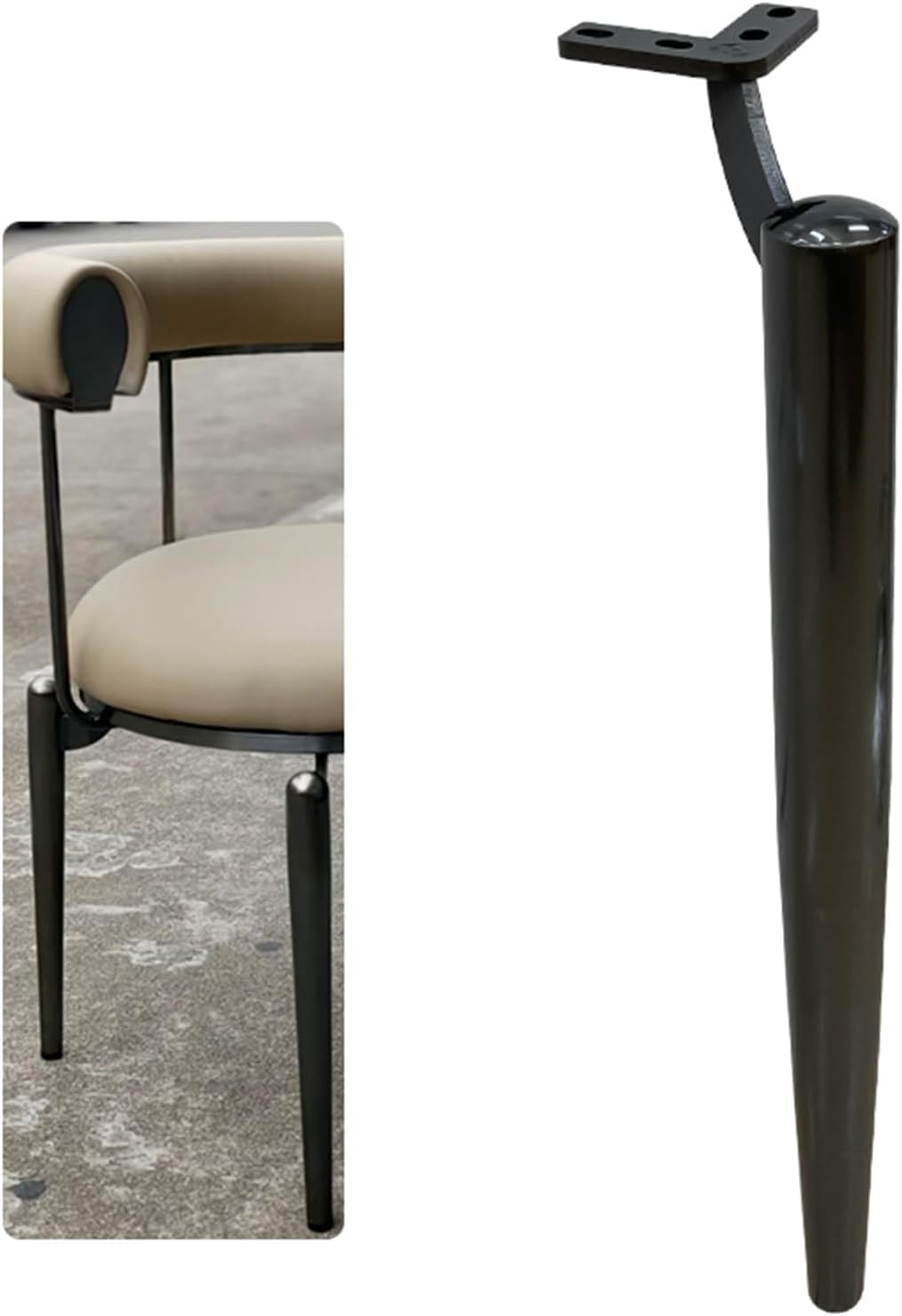 Stainless Steel Furniture Table Legs,Sofa Support Legs,DIY Alternative Legs for Chairs Coffee Tables Cabinets Sofas (Black 17.5cm(6.89in))