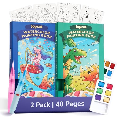 JoyCat Paquete de 2 libros de pintura de bolsillo con agua para colorear para niños, juego de juguetes de actividades de arte y manualidades, kit creativo de pintura para viajes y hogar, regalos para