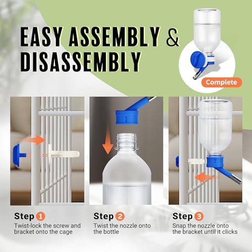 Image of Choco Nose No-Drip Small Animal Water Bottle - Leak-Proof Patented Nozzle Helps Prevent Cage Mess & Wet Bedding - Hamster, Hedgehog, Mouse, Glider, Gerbil - BPA Free, Cage Mount, 10.2 fl oz (C125)