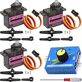JYUDAUFU 3 Stück 9g 180° Mikro-Servomotor mit Servotester mit Mini-Schraubendreher, für RC-Spielzeug/Roboter/Modellflugzeug, intelligenter Autohubschrauber/für Arduino/für Raspberry Pi/DIY