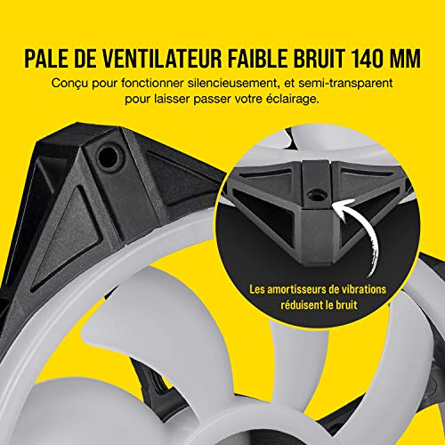 CORSAIR QL140 RGB Ventilateur de cas d’ordinateur de 140 mm de Simple Pack - Noir