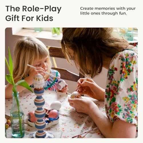 Image of Tiny Land Wooden Play Food for Kids Kitchen, Pretend Food Egg Set Toy