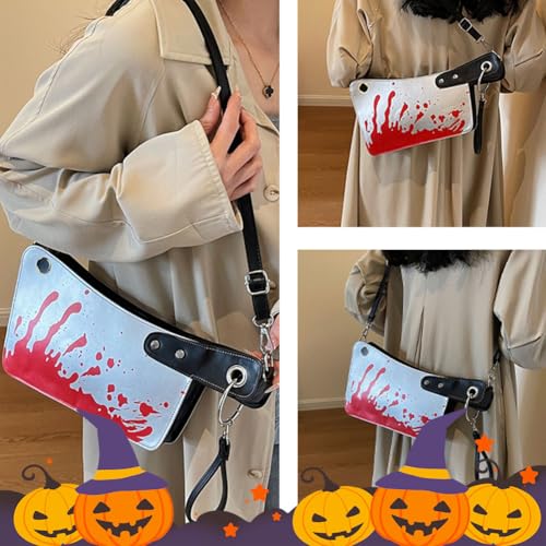 Halloween Crossbody Bag Pu Leather Spooky Skeleton Ghost Purse Gothic Shoulder Bag for Women2
