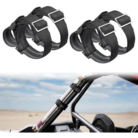 DSISIMO 4Pack Roll Bar Shovel Mount Holder for Roof Rack,19 Inches Adjustable Hook and Loop Mount Holder Straps Compatible with for UTV Polaris Ranger RZR ATV Cars Trucks Tractors Trailers Cover