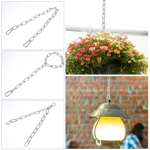2 Stück Edelstahlkette, 57 cm Maschendrahtzaun, Gliederkette Edelstahl-Metallkettenschloss mit Karabinern für Außenzäune, Kette Edelstahl, Hängekettenschloss für Zuhause, Outdoor-Camping
