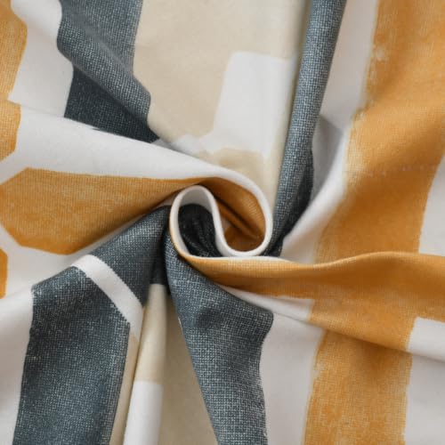 Image of Pure Cotton Designer Printed Standard 6 Pieces Diwan Set Bedsheet Covers (1 Single Bedsheet, 2 Bolster Covers, 3 Cushion Covers, Multicolor Beige and Dark Grey)