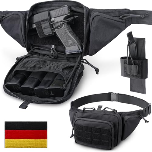 WYNEX Riñonera Táctica con Funda de Pistola Universal CCW EDC Riñonera con Sistema de Suspensión Paracord Ajustable para Hombres