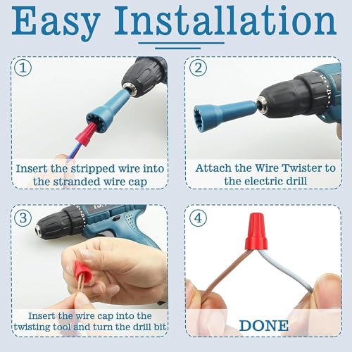 Image of Wire Nut Twister, Wire Twister Tool for Drill, 1 /4 inch Chuck Twist Wire Connector, Wire Nut Twisting Tool for Electricians, Wire nut Driver, Wire Twisting Spinner, Wire Spin Driver Nut (Blue)