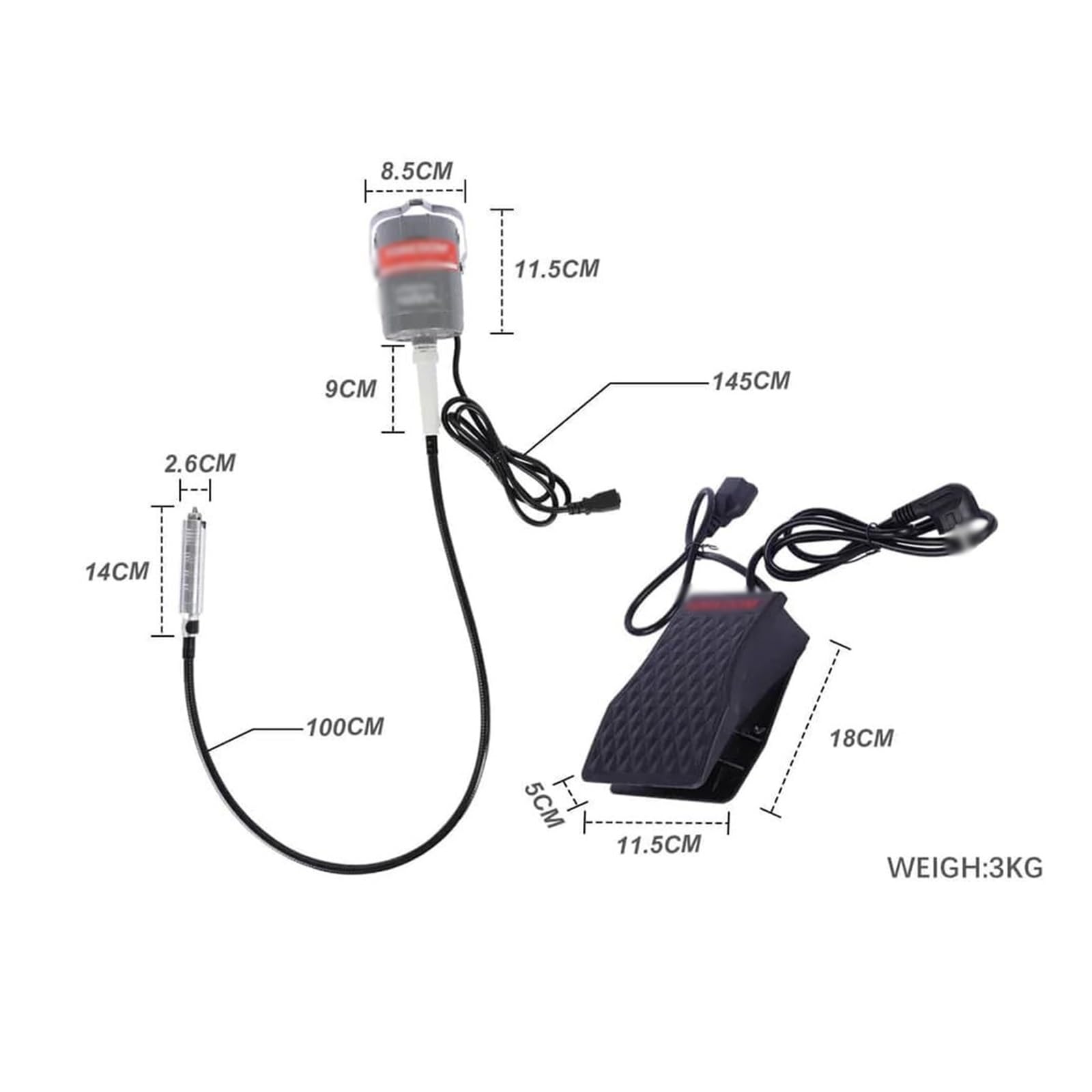 Amoladora de eje flexible, herramienta giratoria colgante de 26000 RPM con control de velocidad de pedal para grabar, pulir, taladrar y lijar