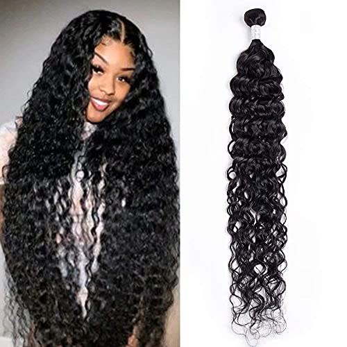 Maxine Brazilian Water Wave Hair Long 30inch 1 Bundle 100% Unprocessed Human Hair 10A Grade Wet and Wavy Human Hair Natural Black 100g