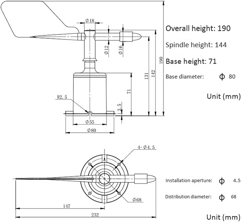 Wind Speed Sensor Indication Direction Wind Speed Sensor Anemometer Speed Measuring Tool