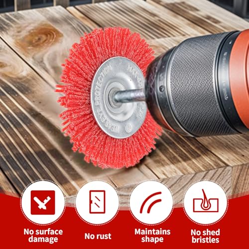 Image of 9 Pack Nylon Filament Brush, Abrasive Wire Brush Wheel & Cup Brush Set, Drill Bit Sanding Brush with 1 /4 inch Hex Shank for Steel Rust Removing, Grill Cleaning, Flaking Paint Refinishing