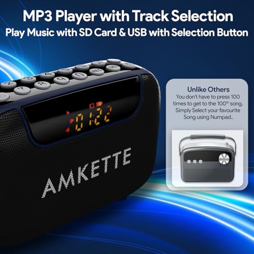Amkette Pocket Blast 5 in 1 FM Radio with Bluetooth, Powerful Sound, Voice & FM Recording, External Antenna, 7+ Hours Playback, MP3 Player with... - Image 5